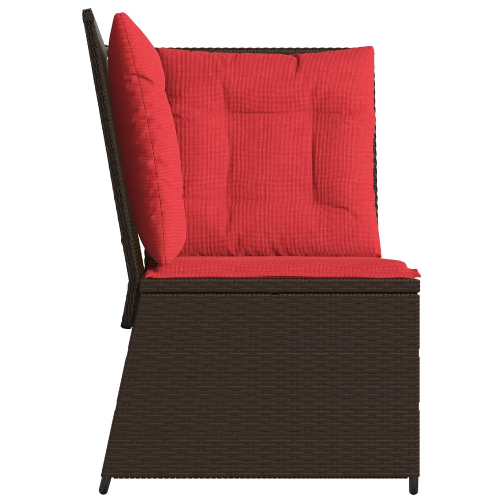 Garten-Ecksofa mit Kissen Braun Polyrattan