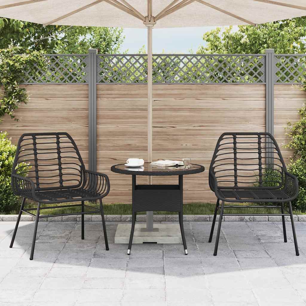 Gartenstühle 2 Stk. Schwarz Poly Rattan