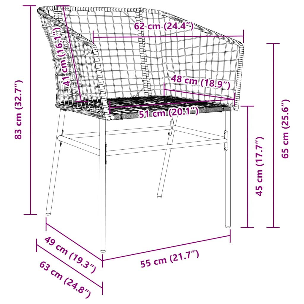 Gartenstühle 2 Stk. Schwarz Poly Rattan
