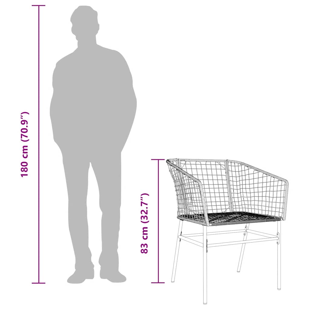 Gartenstühle 2 Stk. Schwarz Poly Rattan