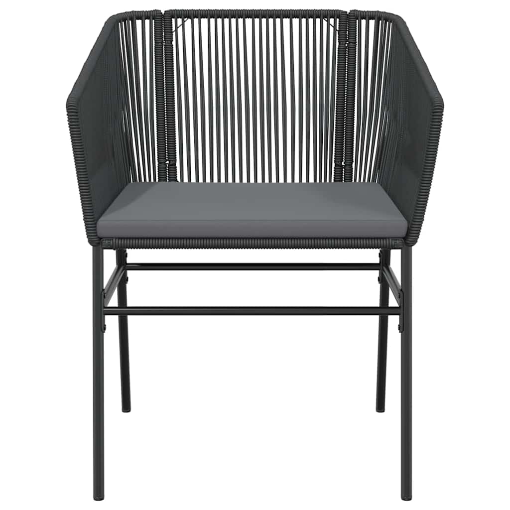 Gartenstühle 2 Stk. mit Kissen Schwarz Poly Rattan