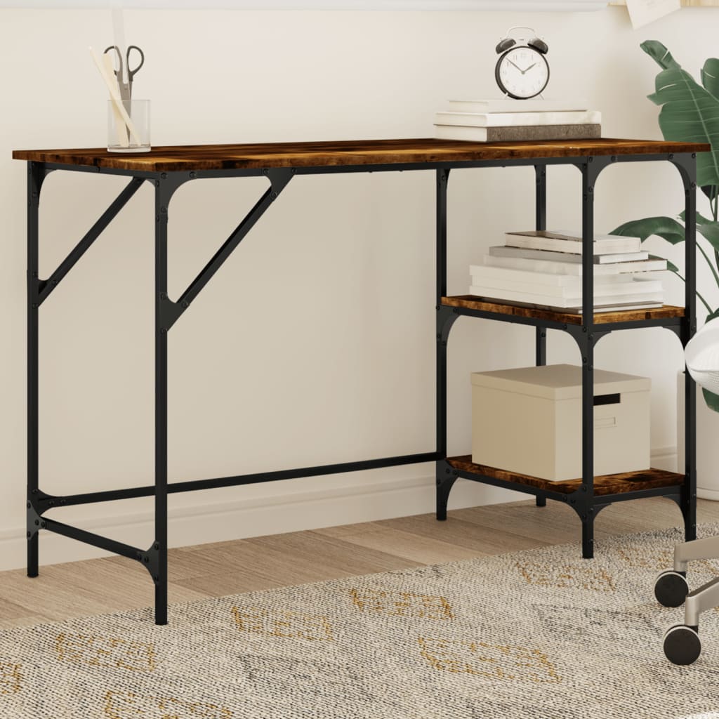 Schreibtisch Räuchereiche 120x50x75 cm Metall Holzwerkstoff