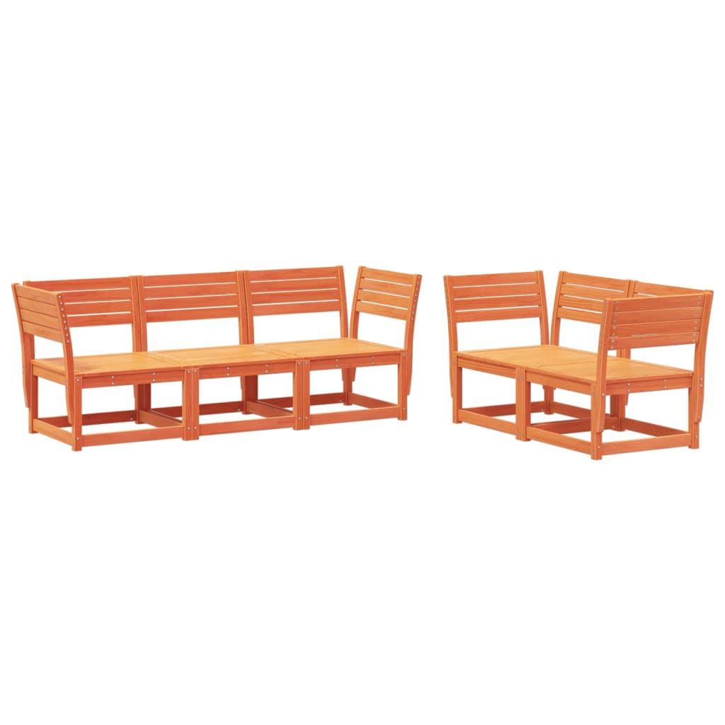 5-tlg. Garten-Sofagarnitur Wachsbraun Massivholz Kiefer