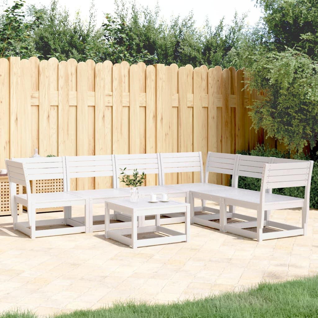 6-tlg. Garten-Sofagarnitur Weiß Massivholz Kiefer