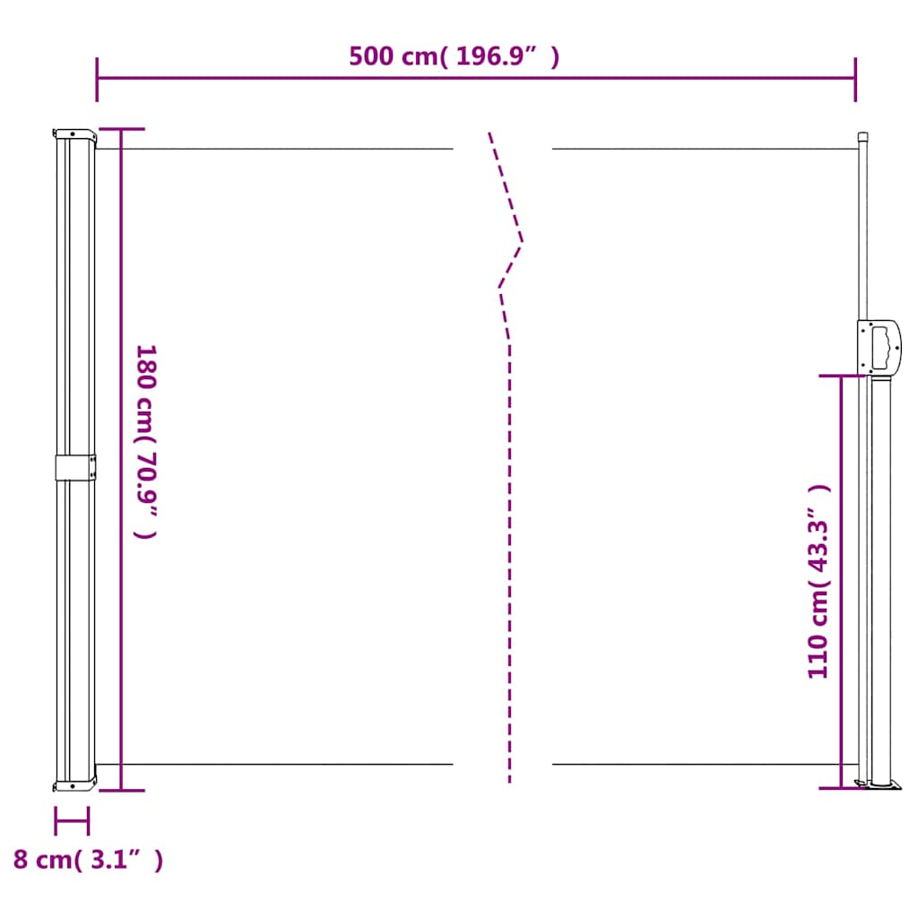 Seitenmarkise Ausziehbar Braun 180x500 cm
