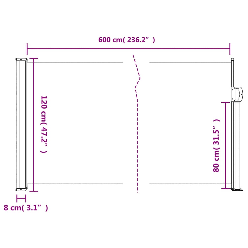 Seitenmarkise Ausziehbar Braun 120x600 cm