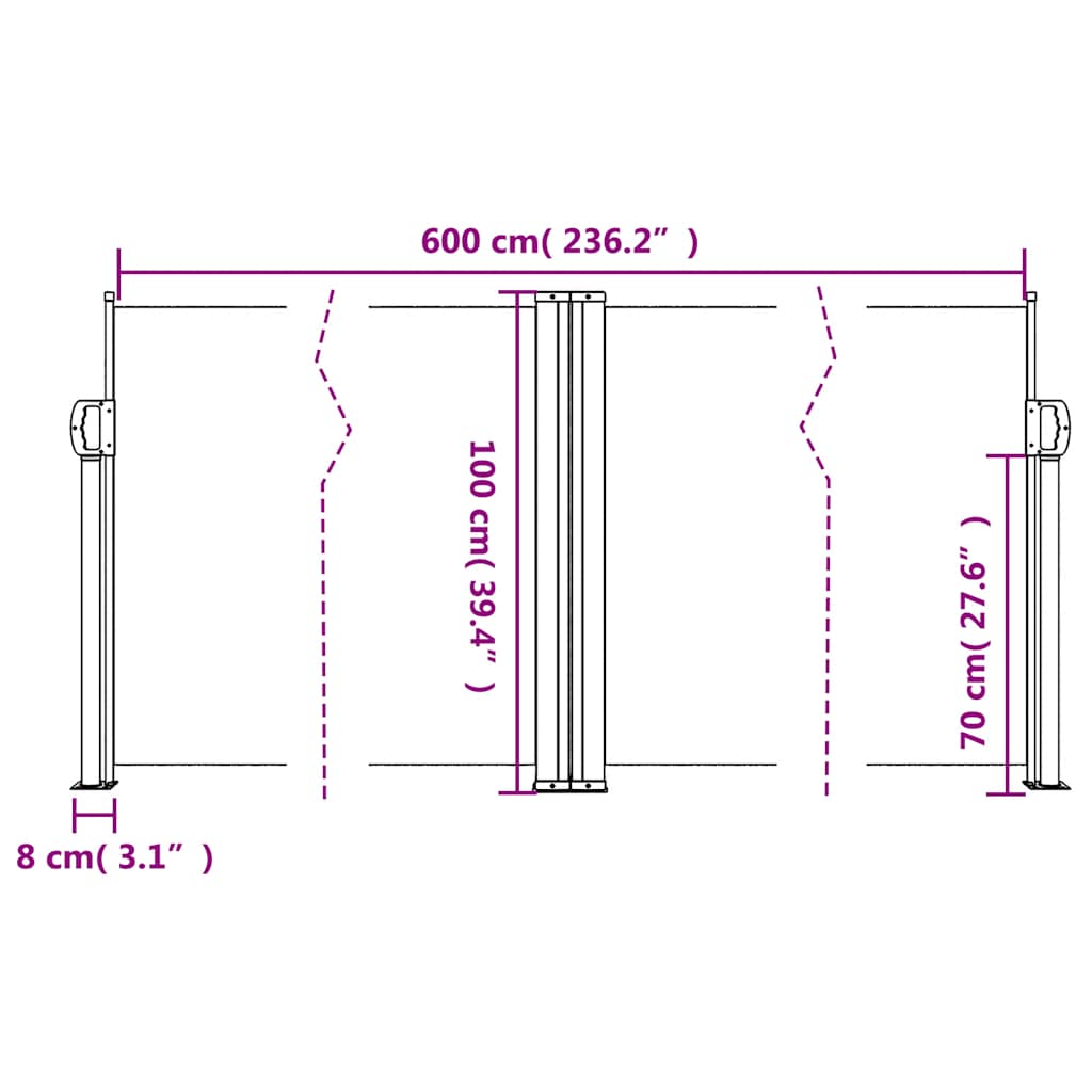 Seitenmarkise Ausziehbar Creme 100x600 cm