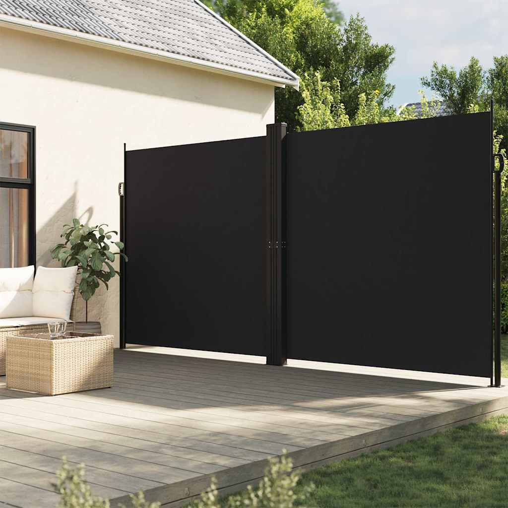 Seitenmarkise Ausziehbar Schwarz 200x1200 cm