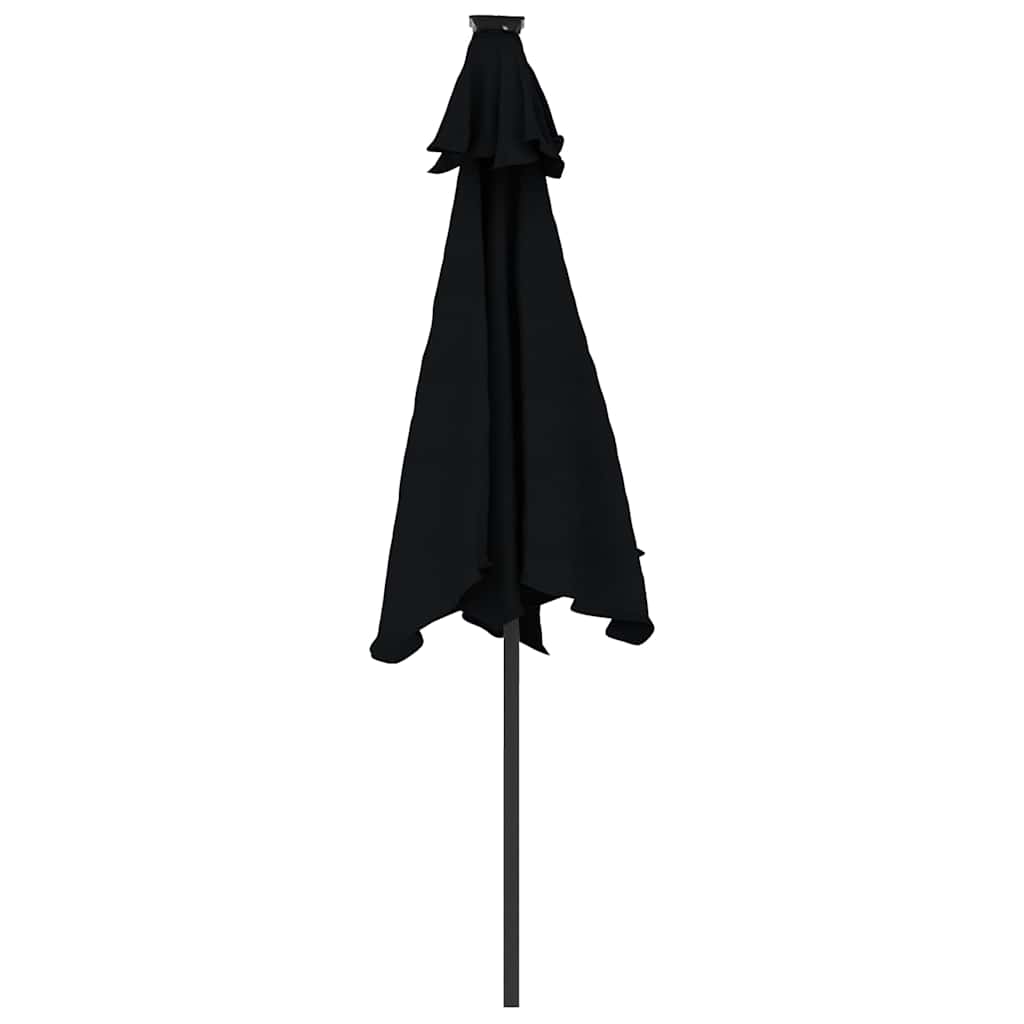 Sonnenschirm mit LED und Stahlmast Schwarz 225x225x212 cm