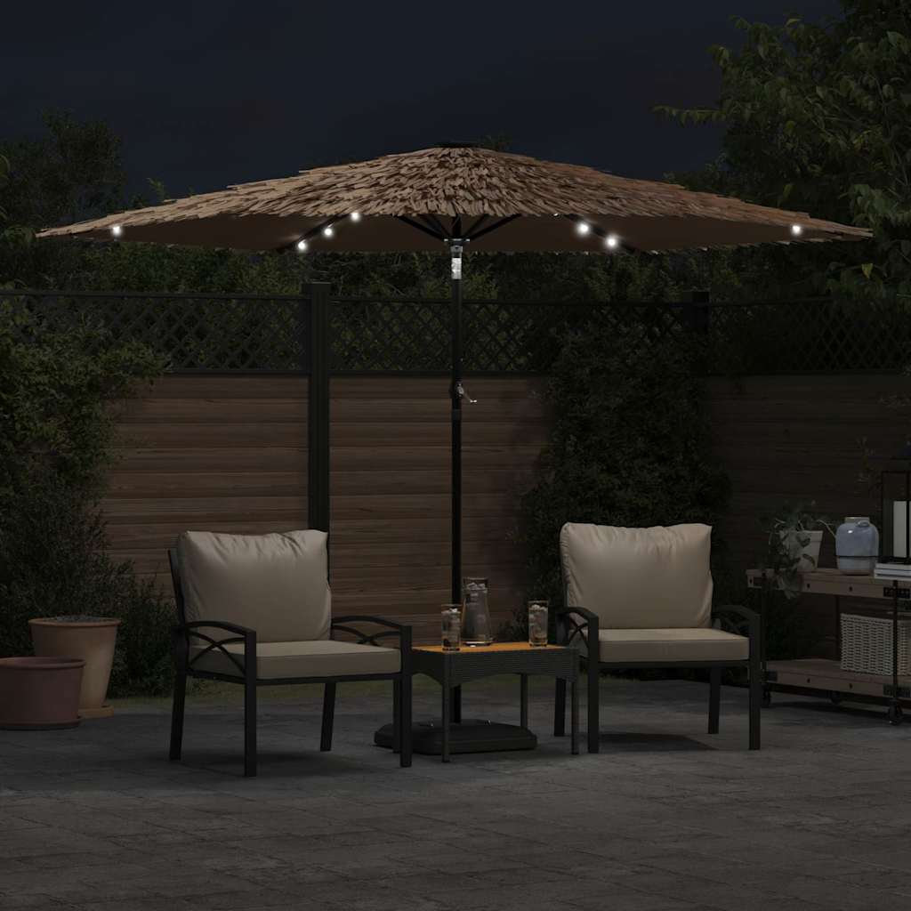 Sonnenschirm mit LED und Stahlmast Braun 288x288x225 cm