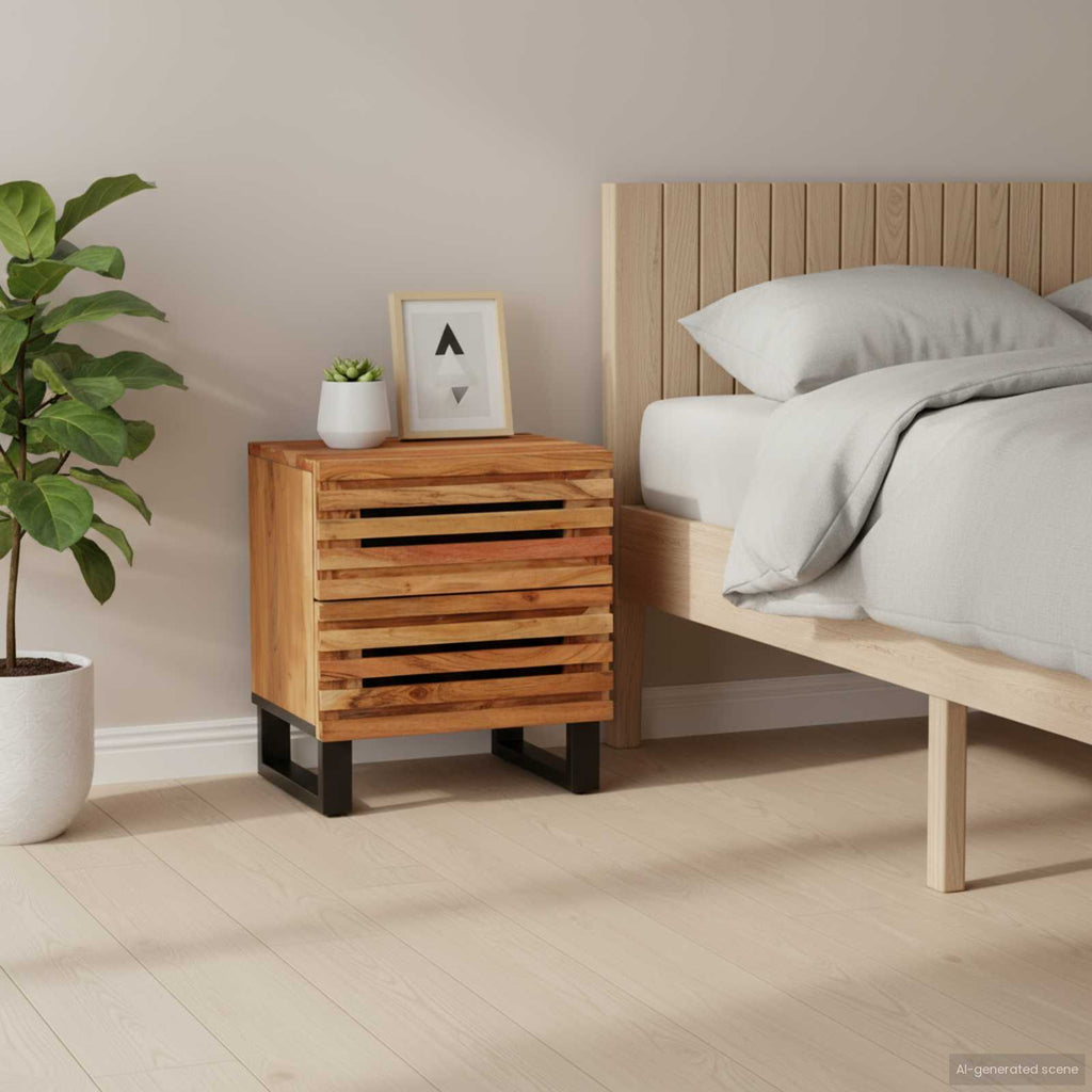 Nachttische 2 Stk. 40x34x46 cm Massivholz Akazie