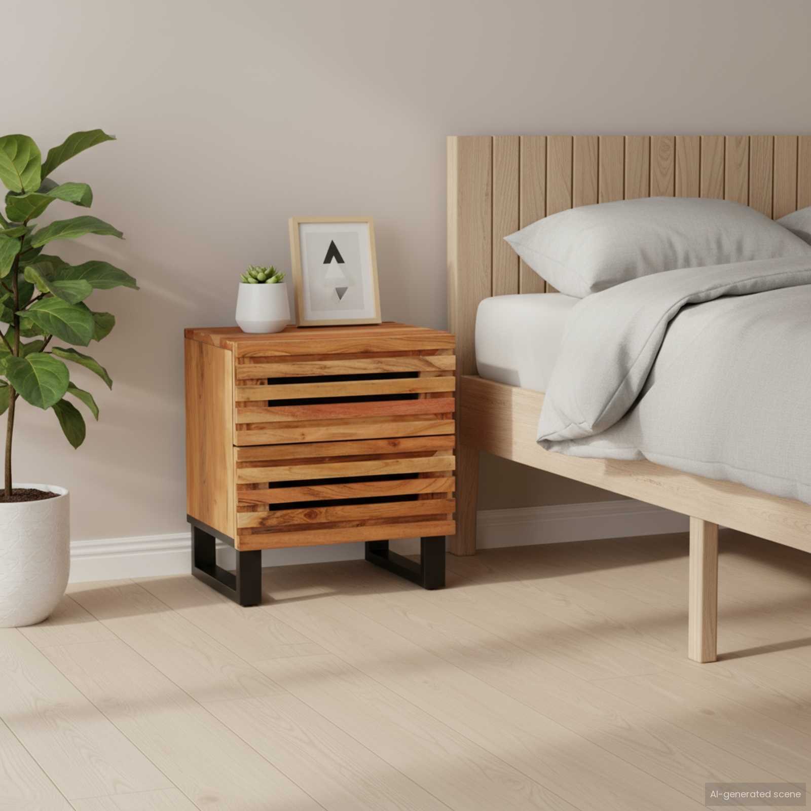 Nachttische 2 Stk. 40x34x46 cm Massivholz Akazie