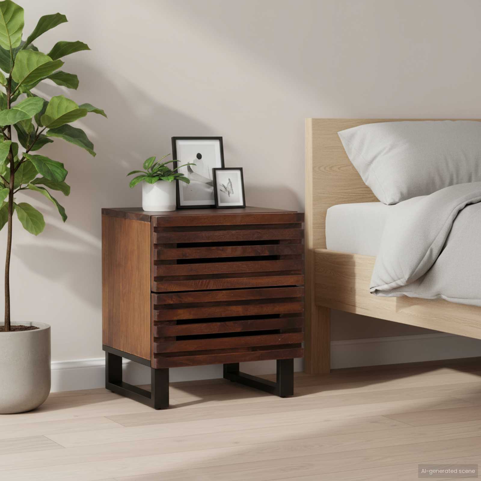 Nachttisch 40x34x46 cm Massivholz Mango