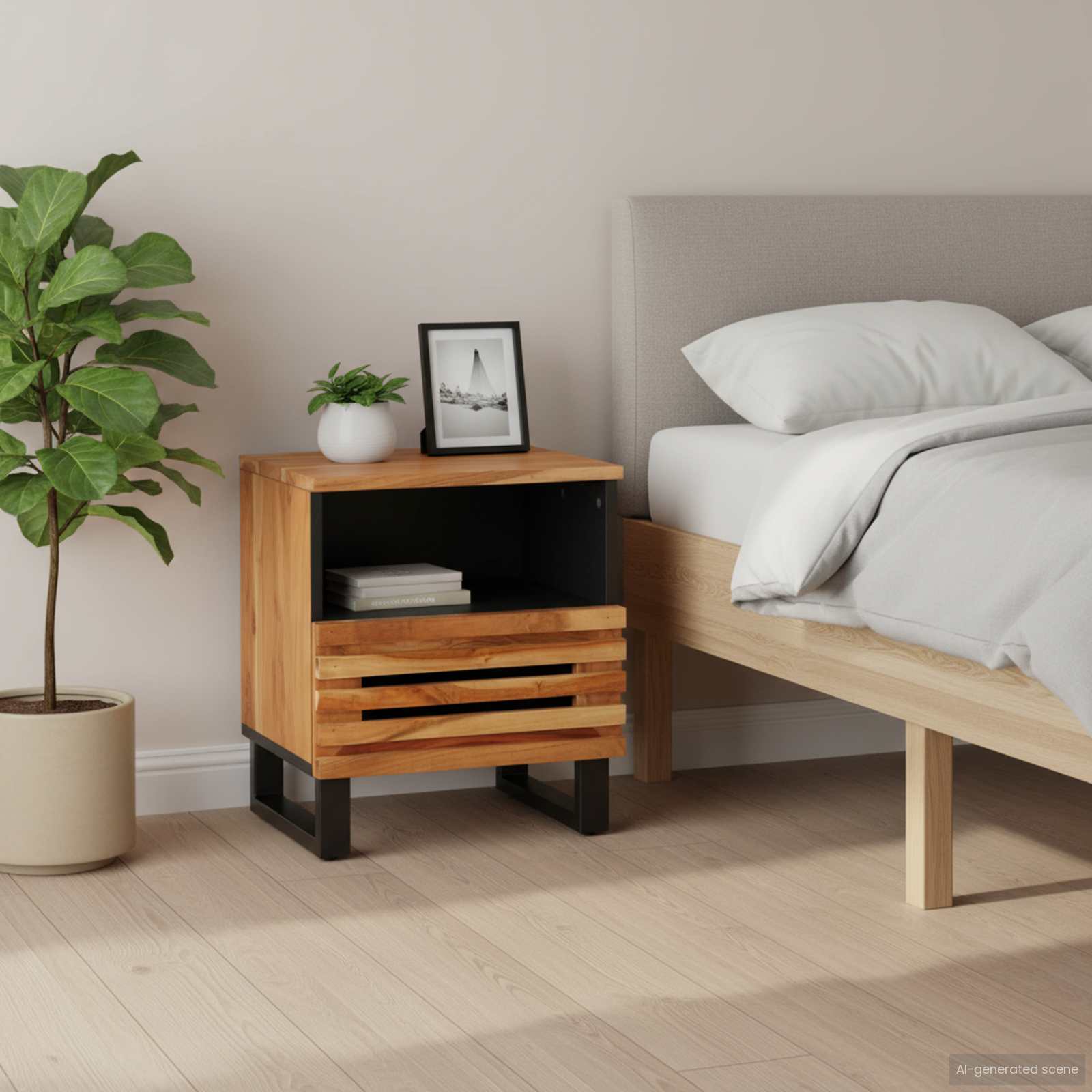 Nachttische 2 Stk. 40x34x46 cm Massivholz Akazie