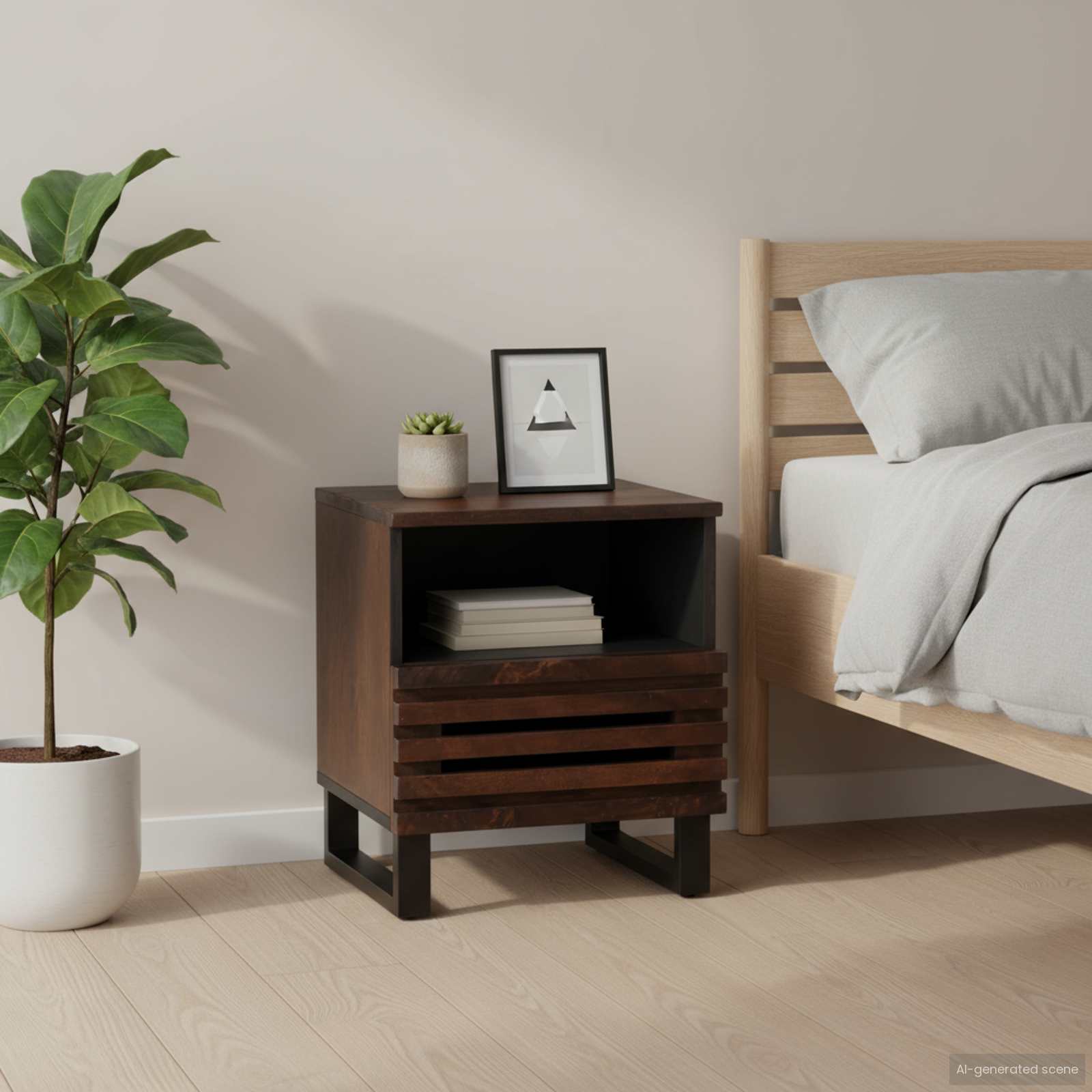 Nachttisch 40x34x46 cm Massivholz Mango