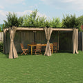 Pavillon mit Vorhängen Taupe 6x3 m Stahl