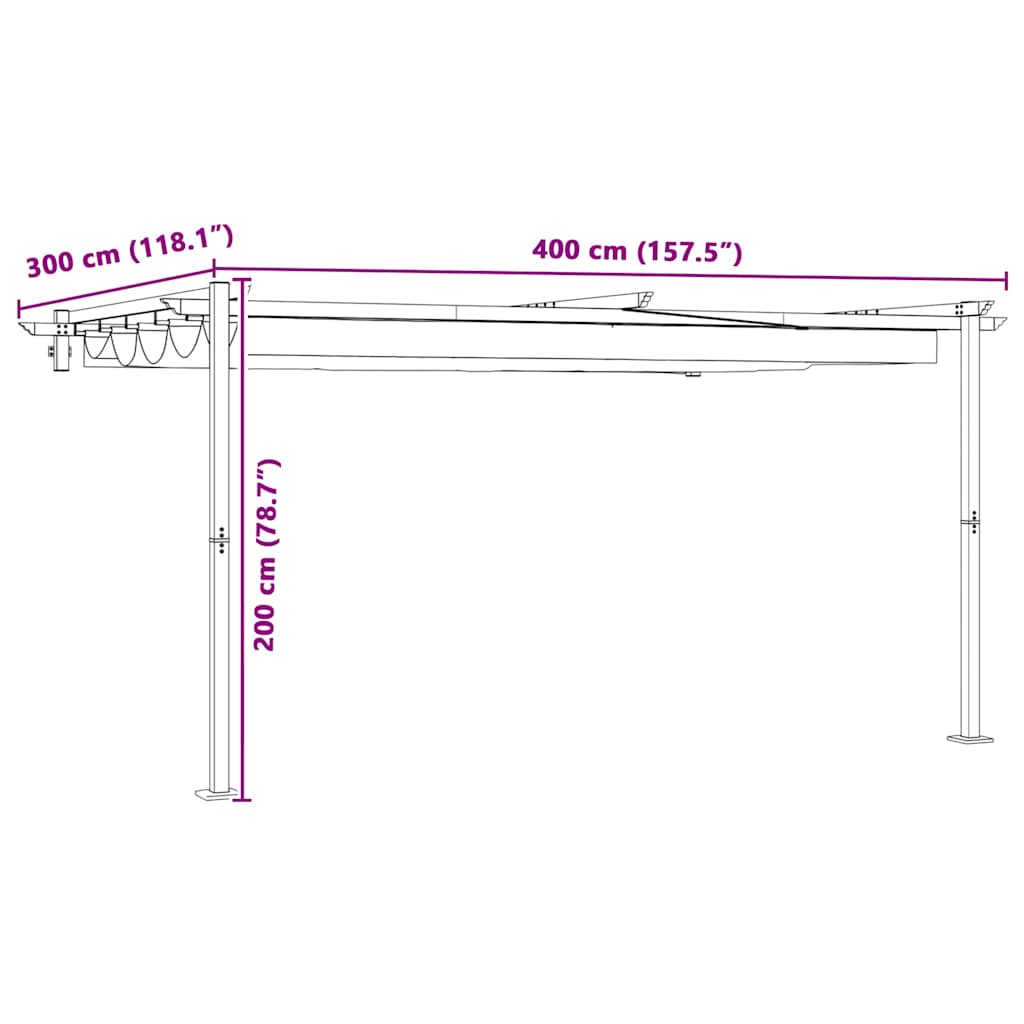 Pavillon 400 x 300 x 200 cm Taupe Polyester