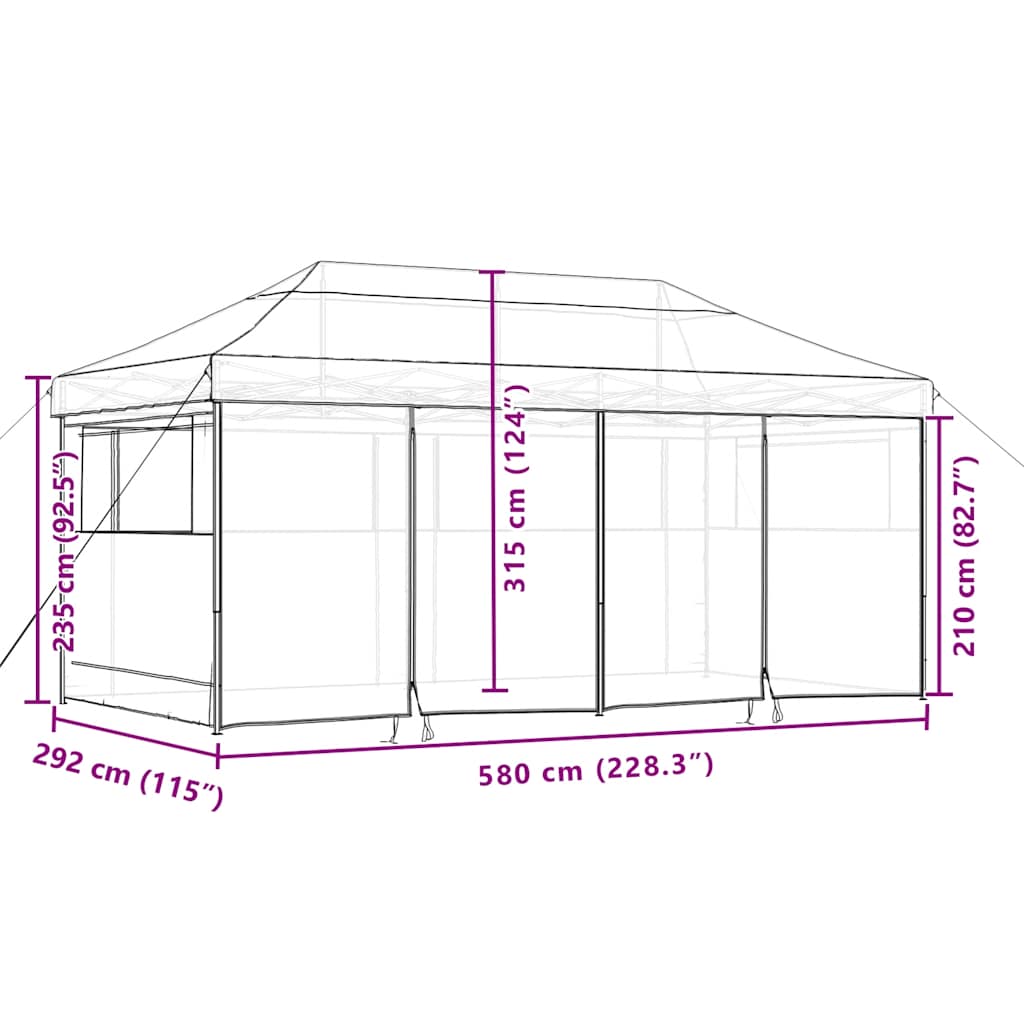 Partyzelt Faltbar Pop-Up mit 4 Seitenteilen Beige