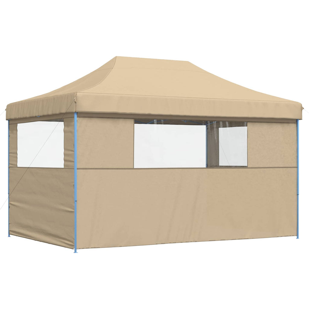 Partyzelt Faltbar Pop-Up mit 3 Seitenteilen Beige
