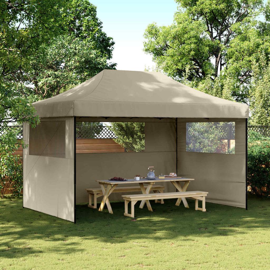 Partyzelt Faltbar Pop-Up mit 3 Seitenteilen Taupe