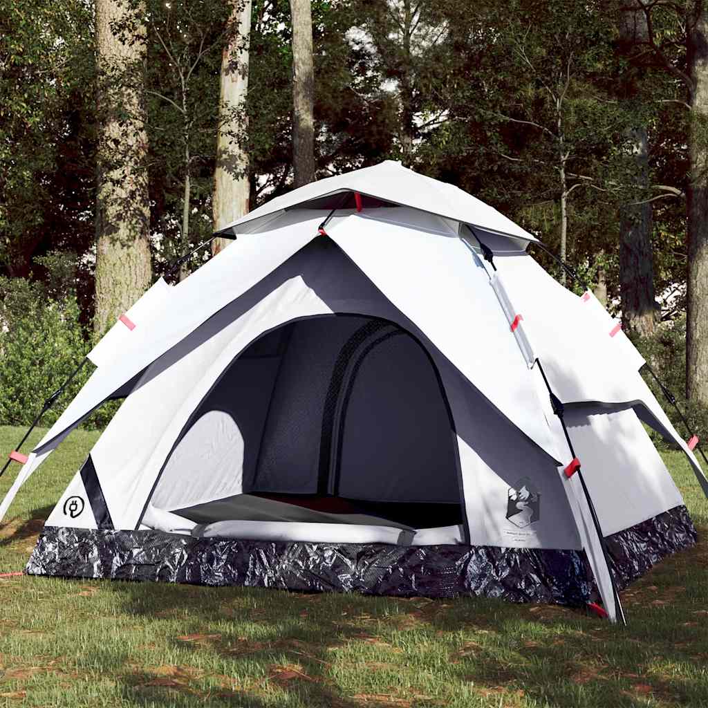 Kuppel-Campingzelt 4 Personen Weiß Verdunkelt Quick Release