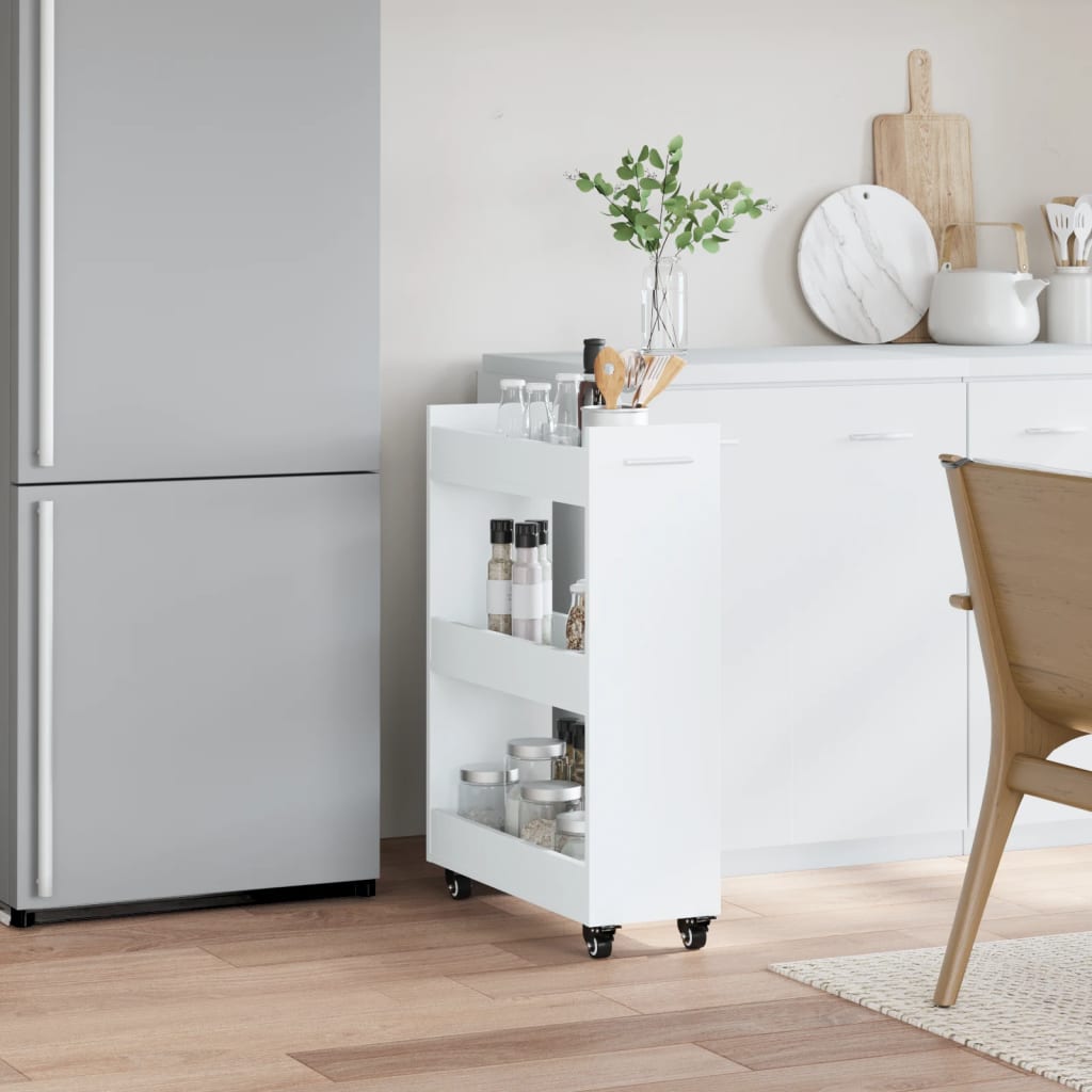 Schrank mit Rollen Weiß 60x22x79 cm Holzwerkstoff