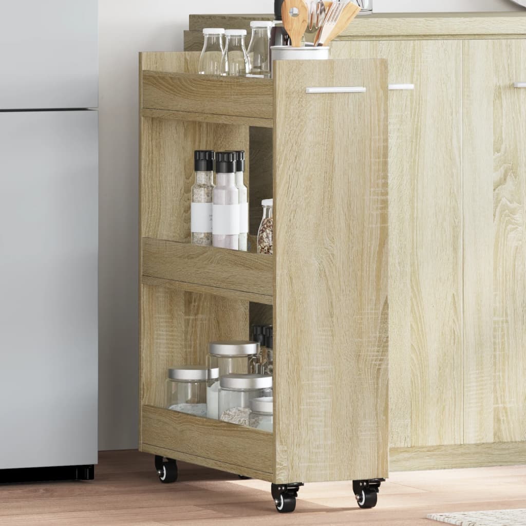 Schrank mit Rollen Sonoma-Eiche 60x22x79 cm Holzwerkstoff