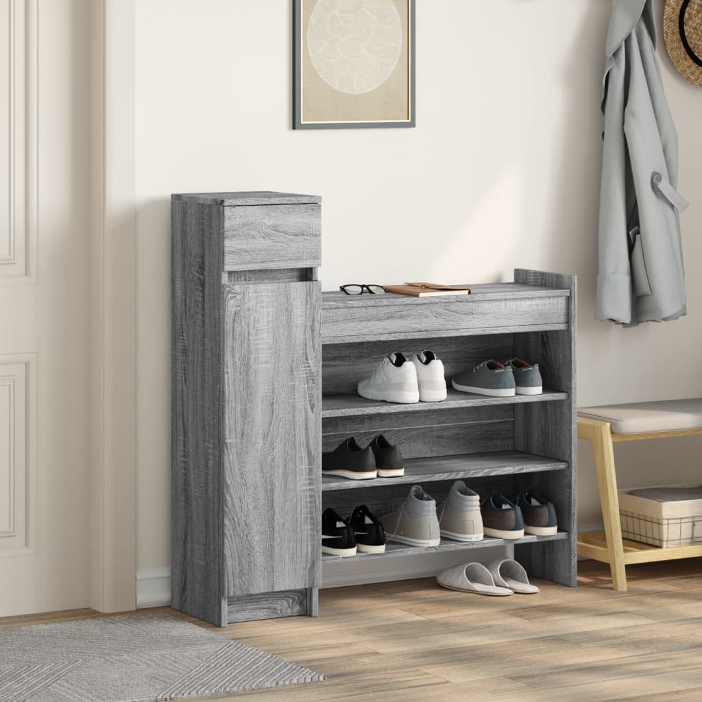 Schuhschrank Grau Sonoma 100,5x28x100 cm Holzwerkstoff