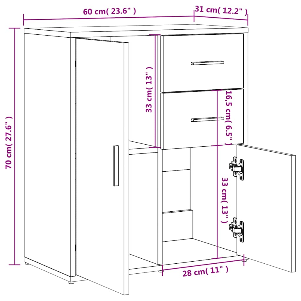 Sideboard Betongrau 60x31x70 cm Holzwerkstoff
