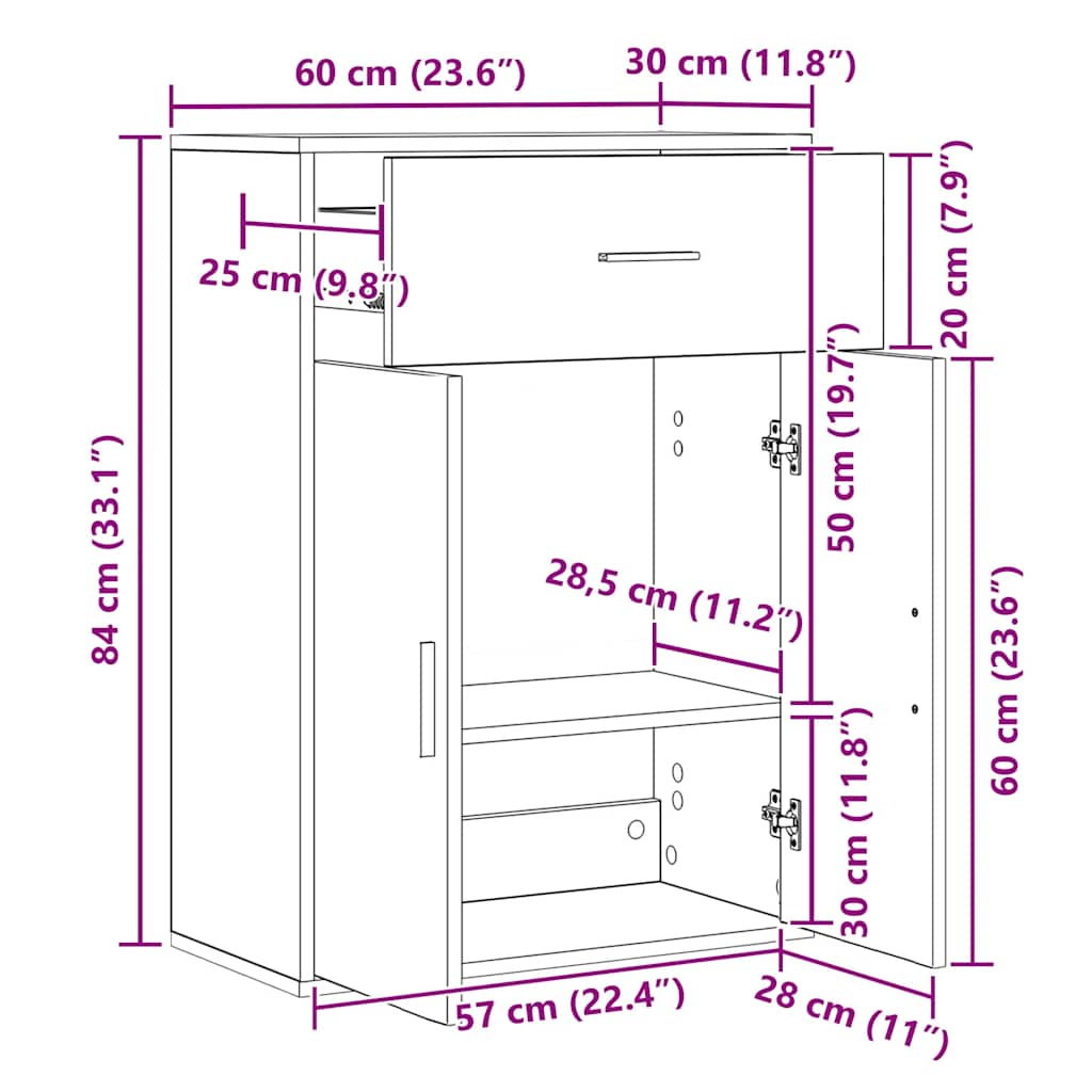 Sideboard Sonoma-Eiche 60x30x84 cm Holzwerkstoff