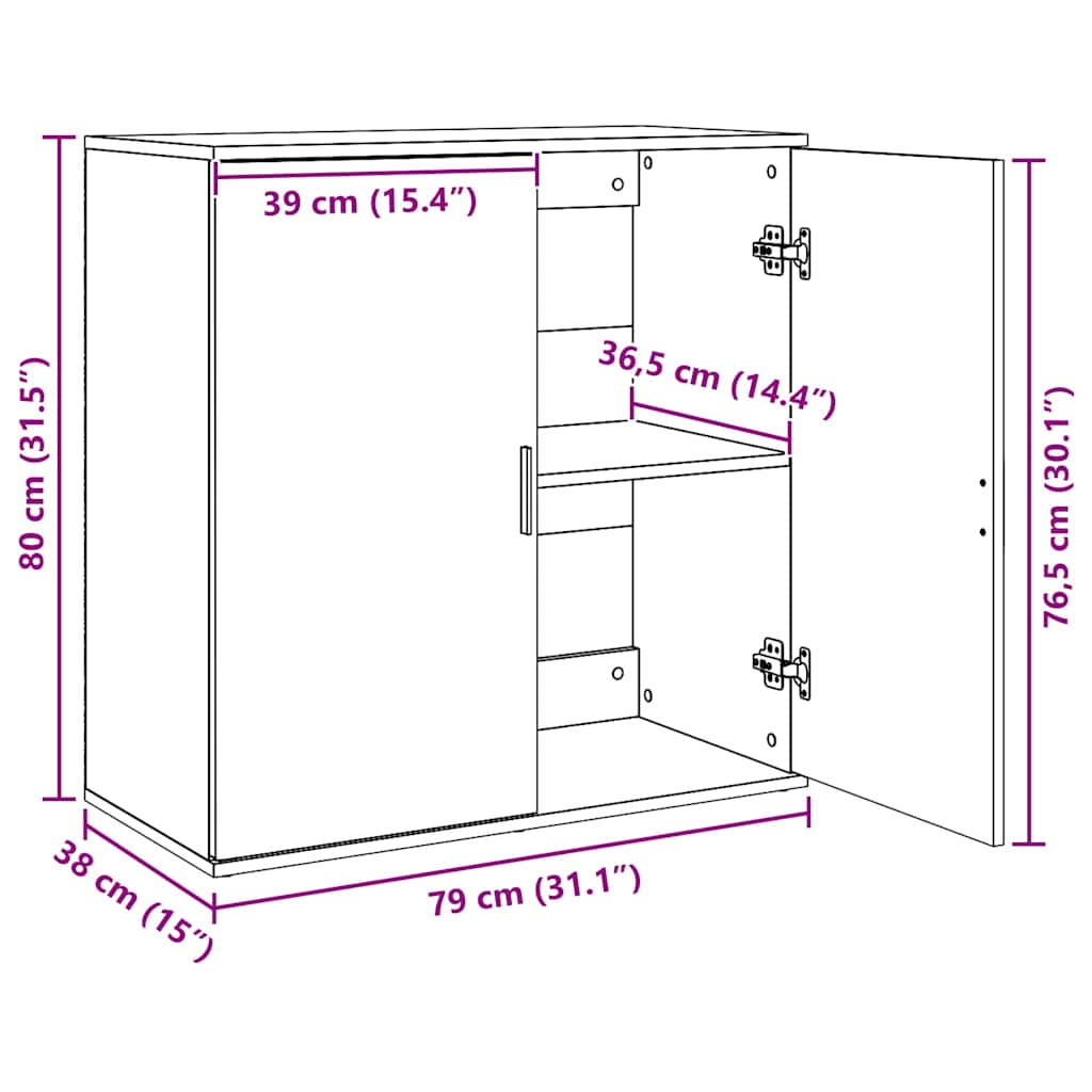 Sideboard Betongrau 79x38x80 cm Holzwerkstoff