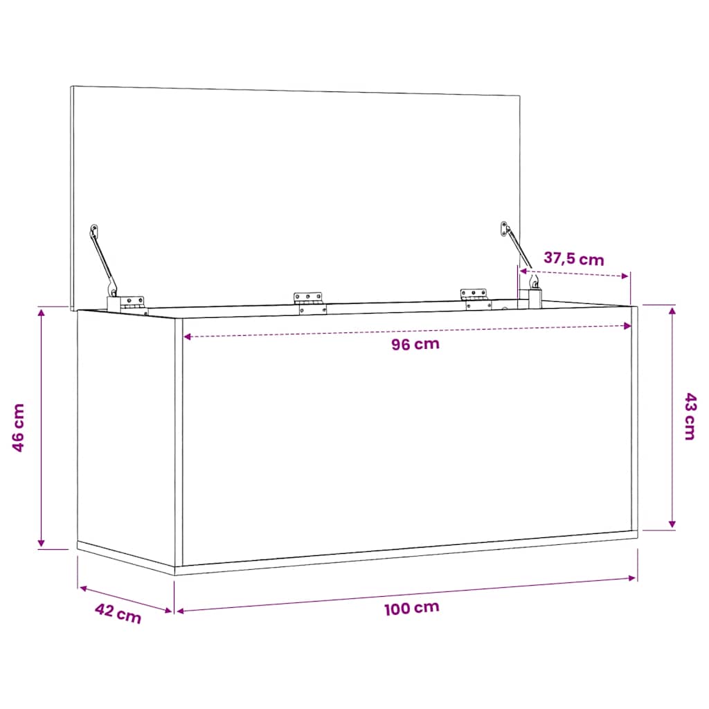 Truhe Grau Sonoma 100x42x46 cm Holzwerkstoff