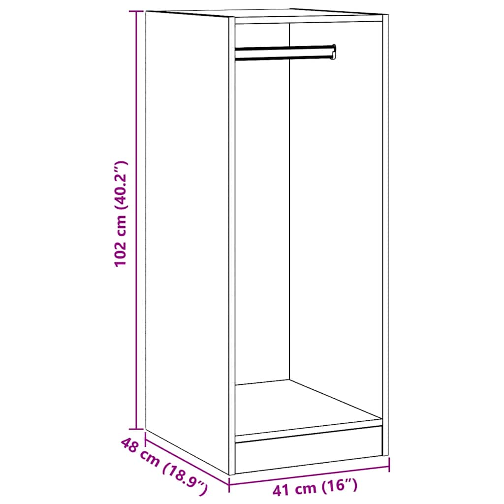 Kleiderschrank Grau Sonoma 48x41x102 cm Holzwerkstoff