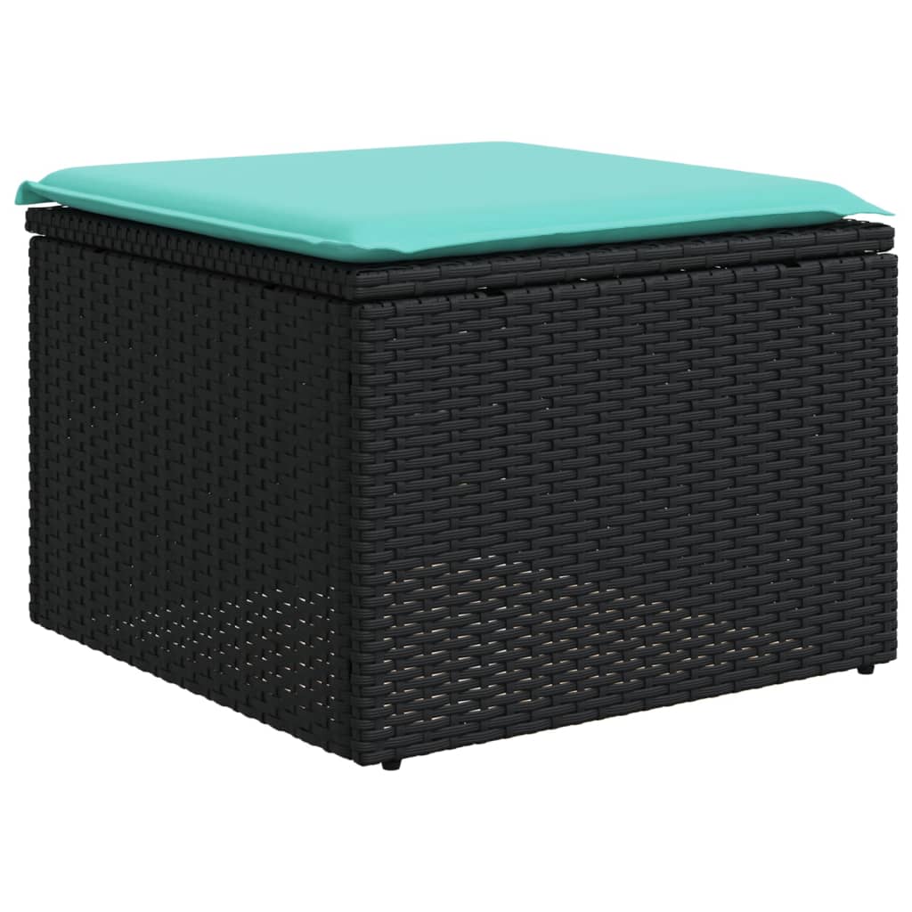 8-teiliges Gartensofa-Set mit Kissen, schwarzes Polyrattan