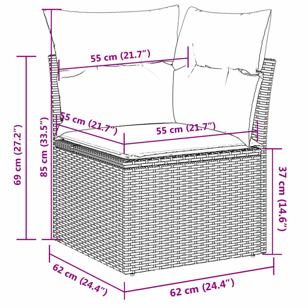 4-tlg. Garten-Sofagarnitur mit Kissen Grau Poly Rattan
