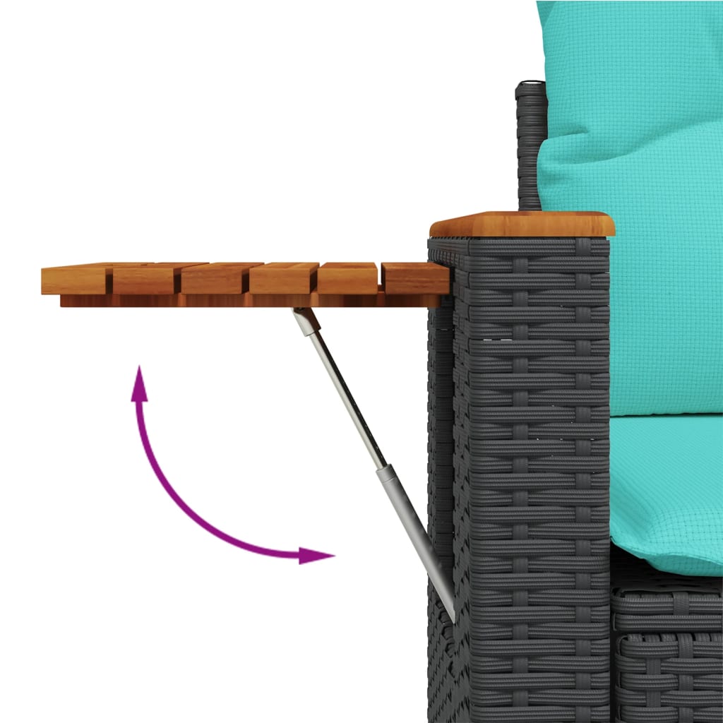 8-tlg. Garten-Sofagarnitur mit Kissen Schwarz Poly Rattan