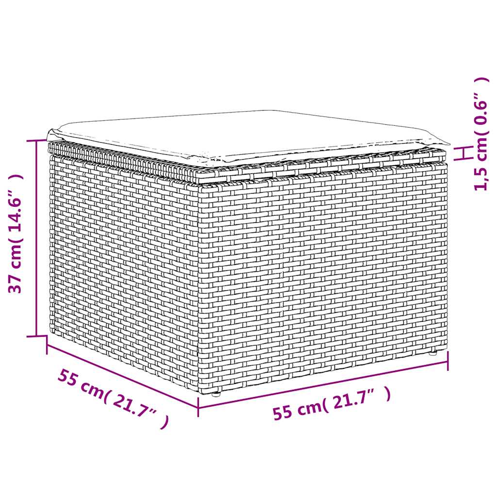 5-teiliges Gartensofa-Set mit Kissen, schwarzes Polyrattan