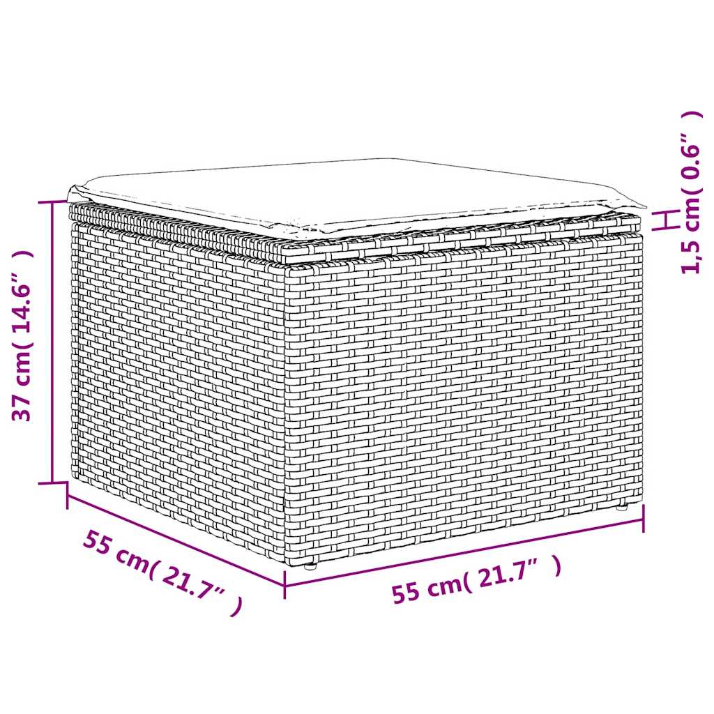 6-teiliges Gartensofa-Set mit Kissen, schwarzes Polyrattan