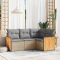 4-tlg. Garten-Sofagarnitur mit Kissen Beige Poly Rattan