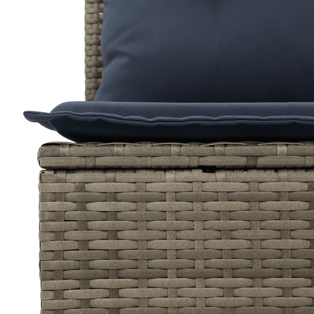 9-teiliges Gartensofa-Set mit Kissen, grau, Polyrattan