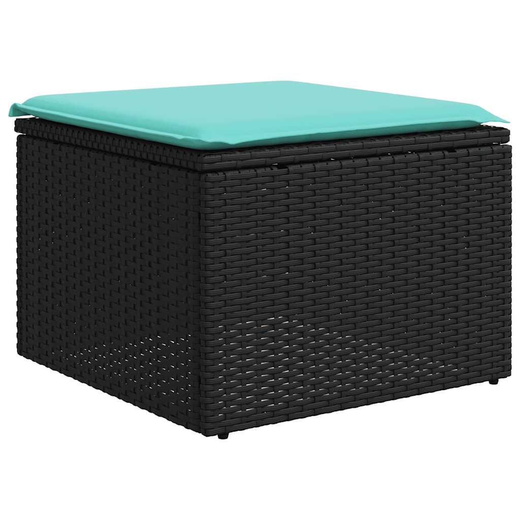 12-teiliges Gartensofa-Set mit Kissen, schwarzes Polyrattan