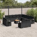 14-tlg. Garten-Sofagarnitur mit Kissen Schwarz Poly Rattan