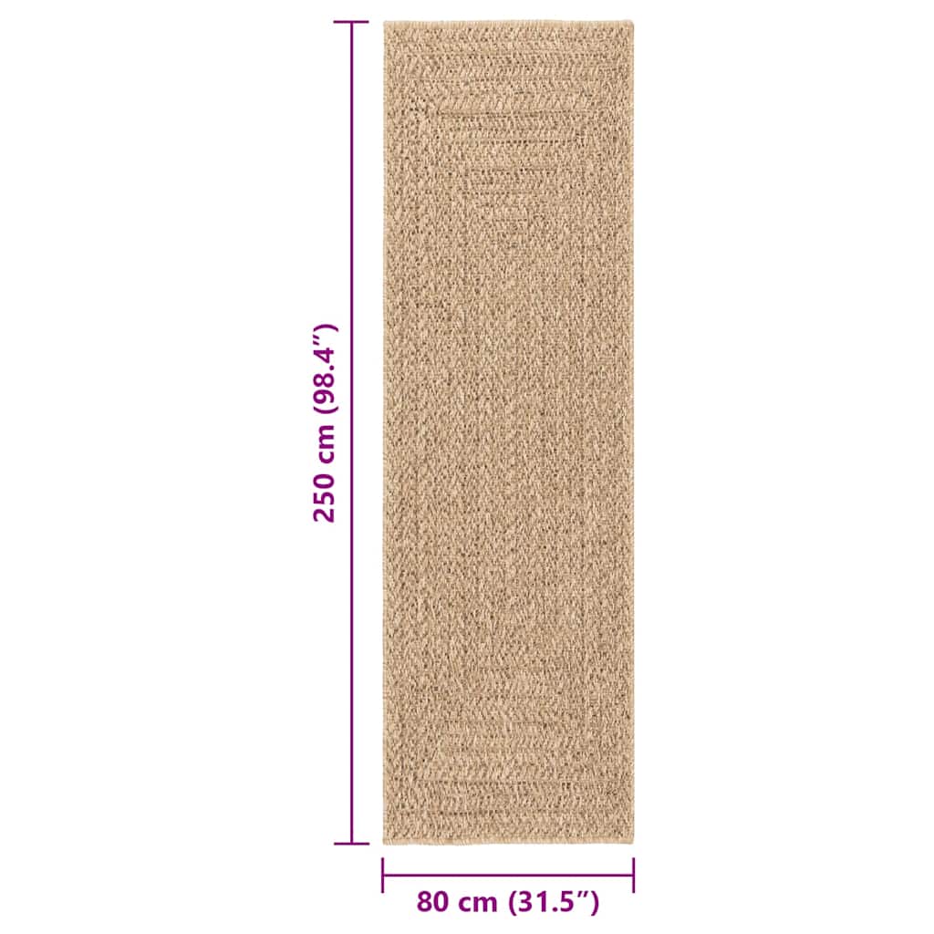 Teppich ZIZUR 80x250 cm Jute-Optik Indoor und Outdoor