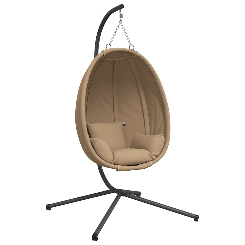 Hängesessel Ei-Design mit Ständer Taupe Rattan und Stahl