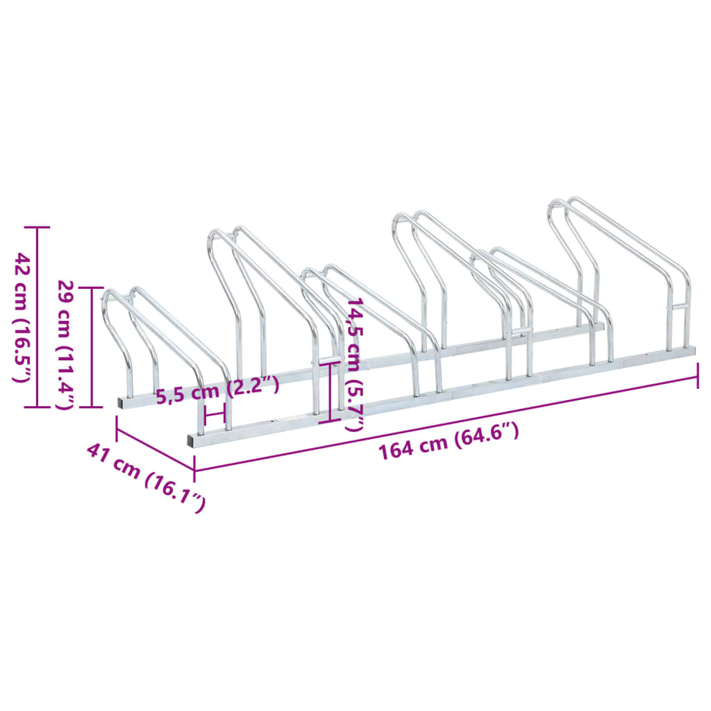 Fahrradständer für 6 Fahrräder Freistehend Verzinkter Stahl