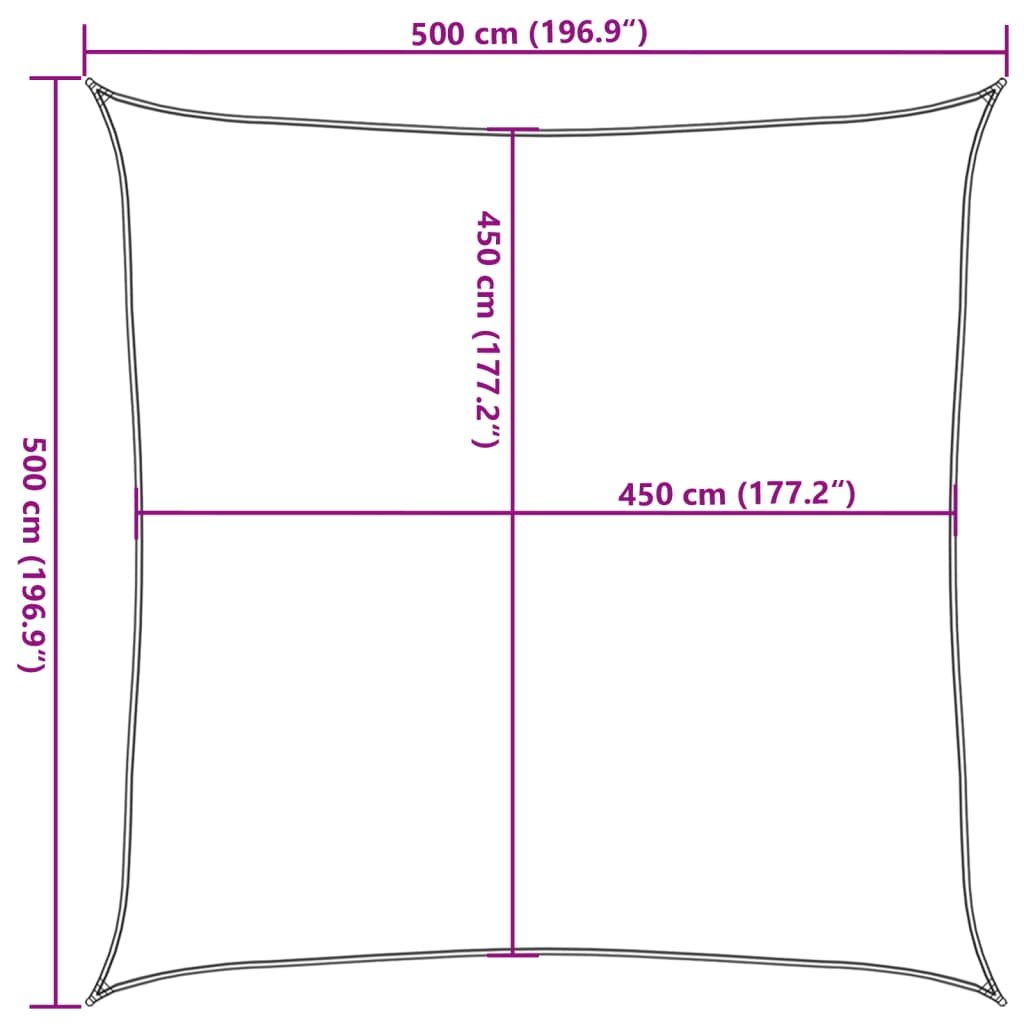 Sonnensegel 160 g/m² Quadratisch Hellgrau 5x5 m HDPE