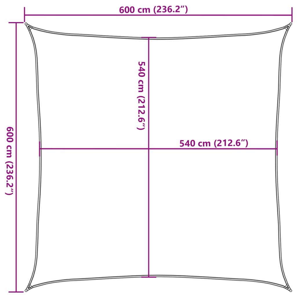 Sonnensegel 160 g/m² Quadratisch Hellgrau 6x6 m HDPE