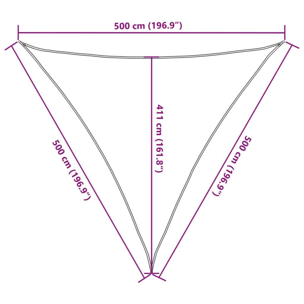 Sonnensegel 160 g/m² Dreieckig Hellgrau 5x5x5 m HDPE