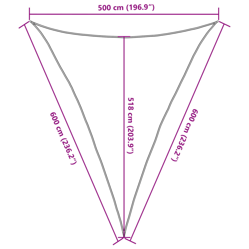 Sonnensegel 160 g/m² Dreieckig Hellgrau 5x6x6 m HDPE
