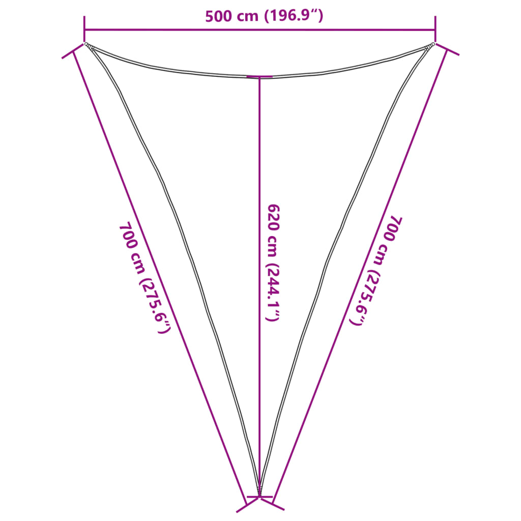 Sonnensegel 160 g/m² Dreieckig Hellgrau 5x7x7 m HDPE